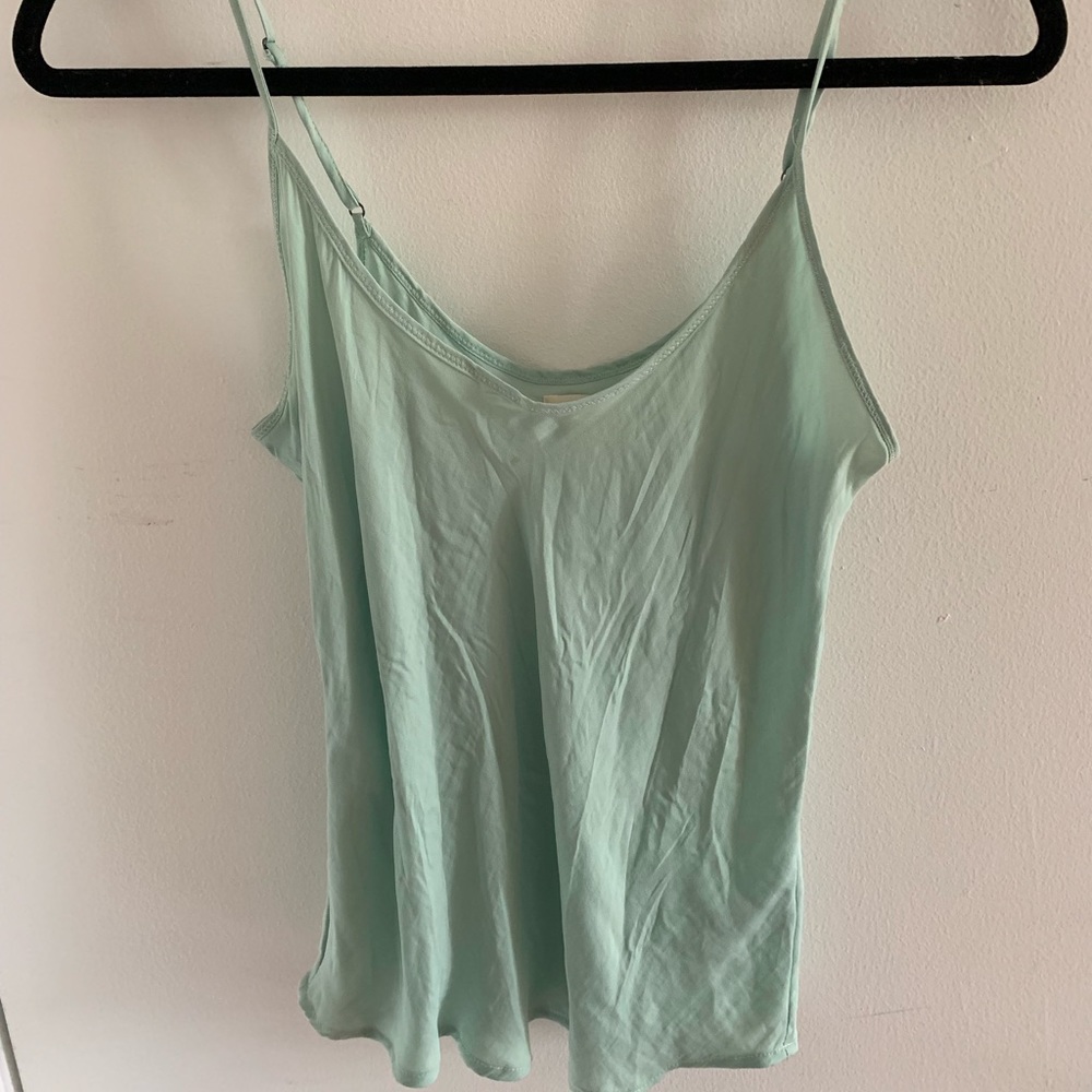 Mint green flowy cropped tank top
